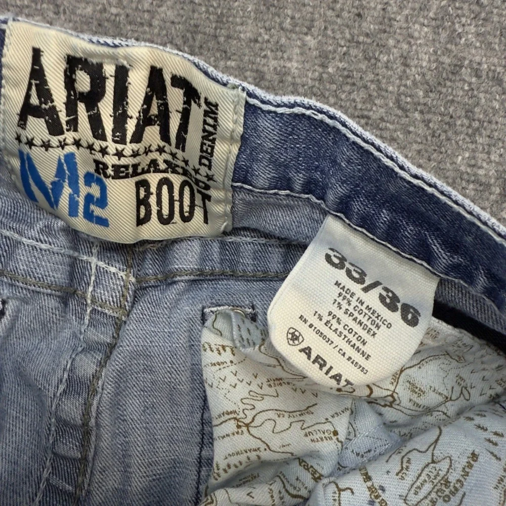 Ariat M2 Relaxed Bootcut Jeans Western Denim Blue Size 33x36